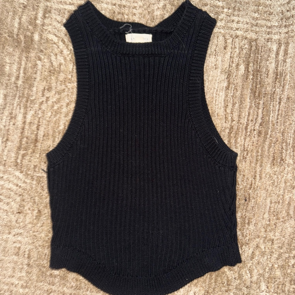 La Hearts Black Ribbed Tank Top